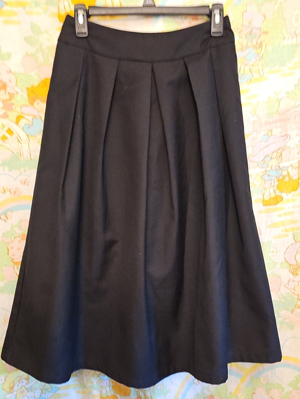 Beulah Black A-Line Pleated Skirt